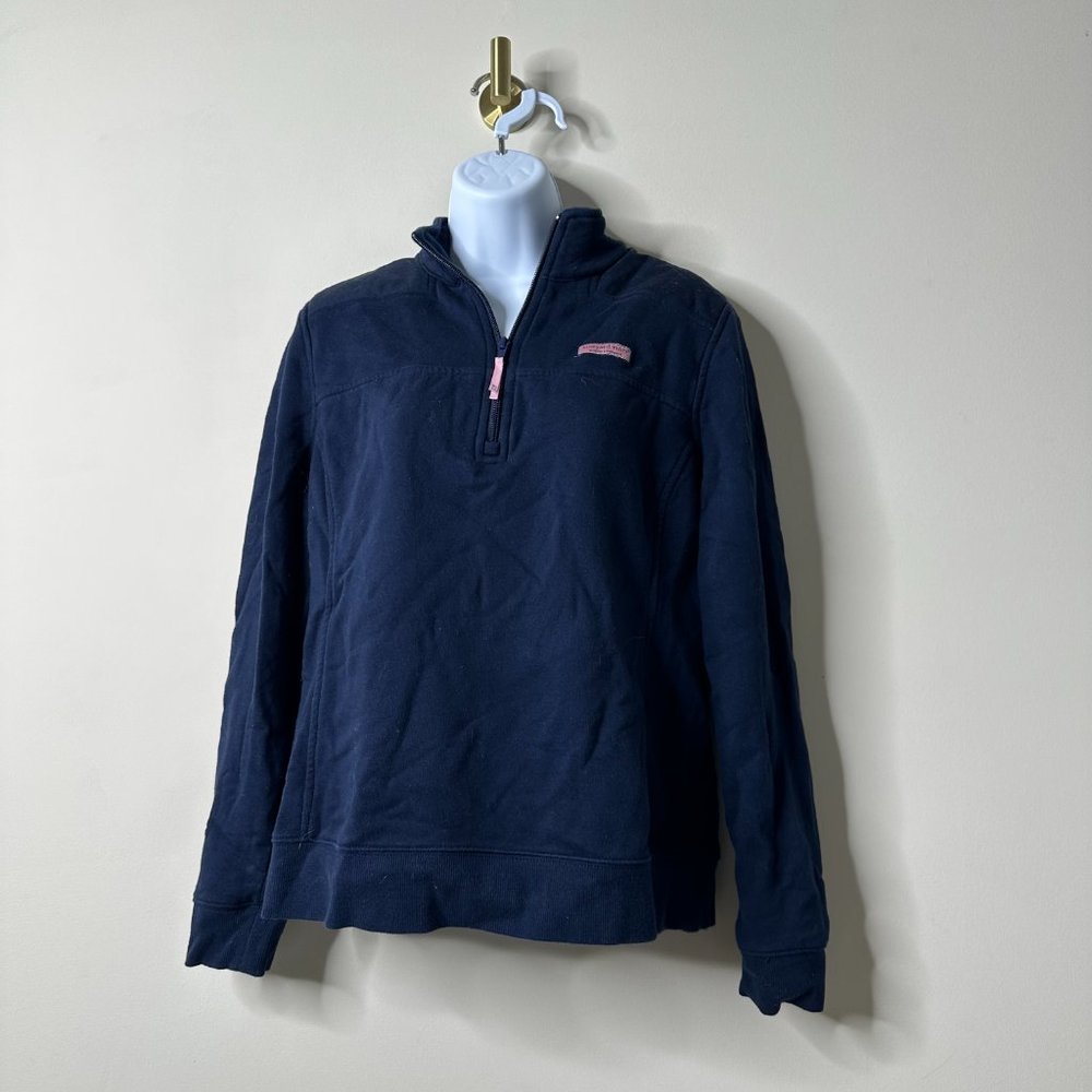 Vineyard Vines Shep Quarter Zip Knit Shirt Navy Blue Medium - Picture 2 of 6